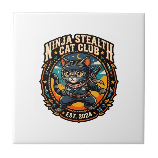 Ninja Stealth Cat Cat Mum Gift Idea - Ninja Stealt Tile (Front)