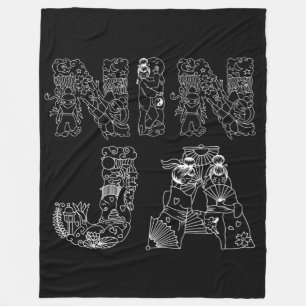 Ninja Stunning White Text On Black Fleece Blanket