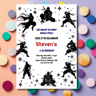 Ninja style kids birthday invitation