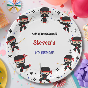 Ninja style kids birthday paper plate