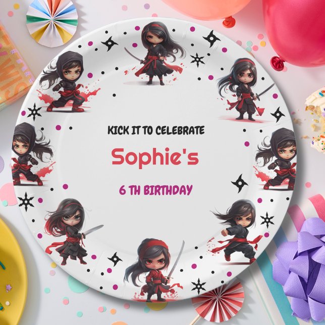 Ninja style kids girlish birthday paper plate (Creator Uploaded)
