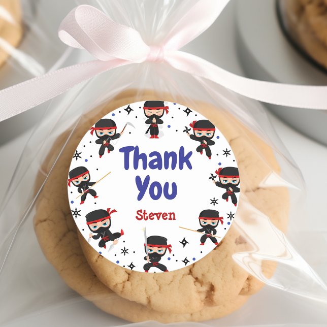 Ninja style kids thank you classic round sticker (Creator Uploaded)