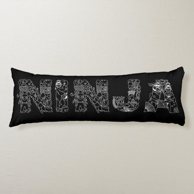 Ninja Superb White Text On Black Body Cushion (Front)