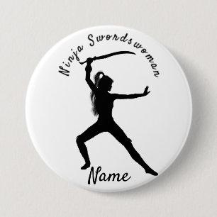 Ninja Swordswoman Silhouette Thunder_Cove 7.5 Cm Round Badge