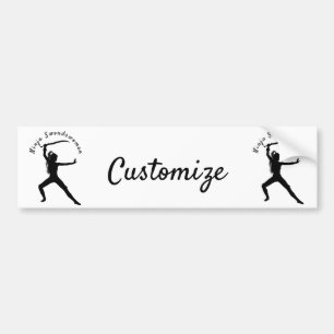 Ninja Swordswoman Silhouette Thunder_Cove Bumper Sticker