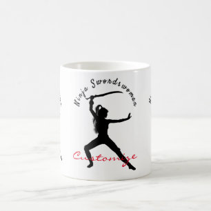 Ninja Swordswoman Silhouette Thunder_Cove Coffee Mug