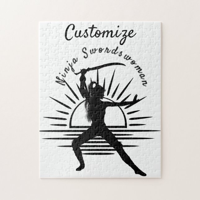 Ninja Swordswoman Silhouette Thunder_Cove Jigsaw Puzzle (Vertical)