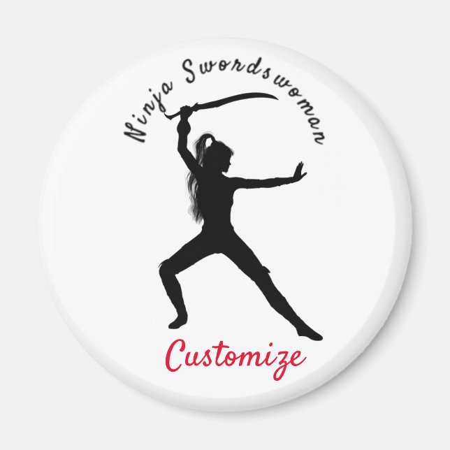 Ninja Swordswoman Silhouette Thunder_Cove Magnet (Front)