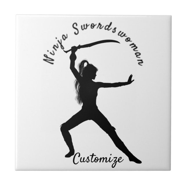 Ninja Swordswoman Silhouette Thunder_Cove Tile (Front)