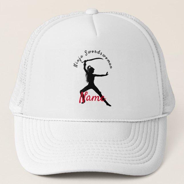 Ninja Swordswoman Silhouette Thunder_Cove Trucker Hat (Front)