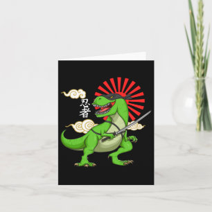 Ninja T-rex Funny Japanese Style Art Sticker Card
