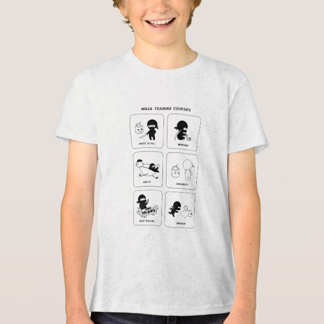 Ninja Training Courses Cartoon Comics Tri-Blend Shirt (Front)