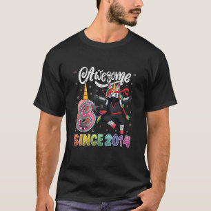 Ninja Unicorn Birthday Awesome Since 2014 Eight 8 T-Shirt