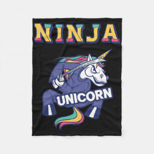 Ninja Unicorn Karate Unicorn Kickboxing Martial Ar Fleece Blanket