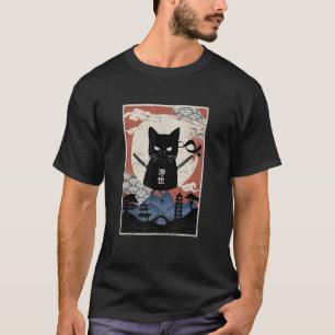 Ninja Vintage Japanese Sunset Style Cat Kitten T-Shirt
