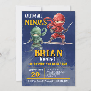 Ninja Warrior Birthday Party Invitation