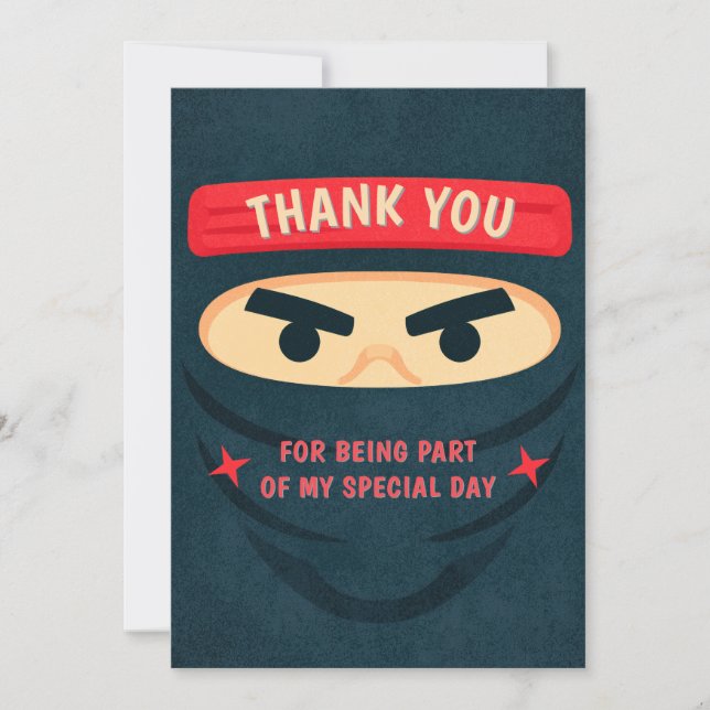 Ninja Warrior Birthday Thank You Card (Front)