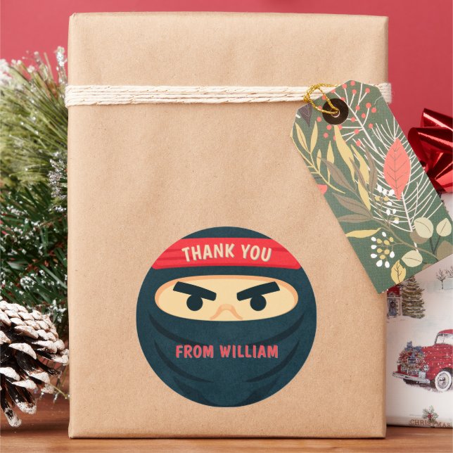 Ninja Warrior Birthday Thank You Sticker (Holiday)