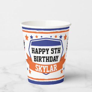 Ninja Warrior Girls Birthday Blue & Orange Paper Cups