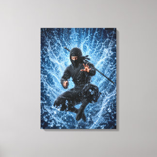 Ninja Warrior in Water Japanese Wall Art