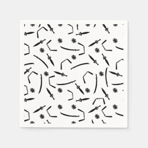 Ninja Warrior Kids Birthday Party Black and White Napkin