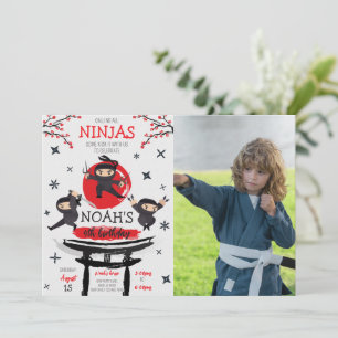 Ninja Warrior Martial Arts Birthday Photo Invitation