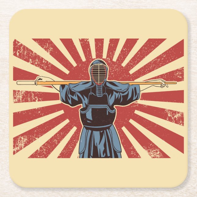 Ninja Warrior Square Paper Coaster (Front)