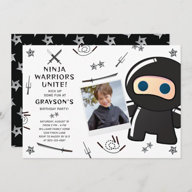 Ninja Warriors Birthday Party Invitation (Front/Back)