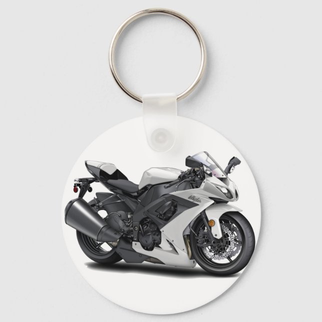 Ninja White Bike Key Ring (Front)