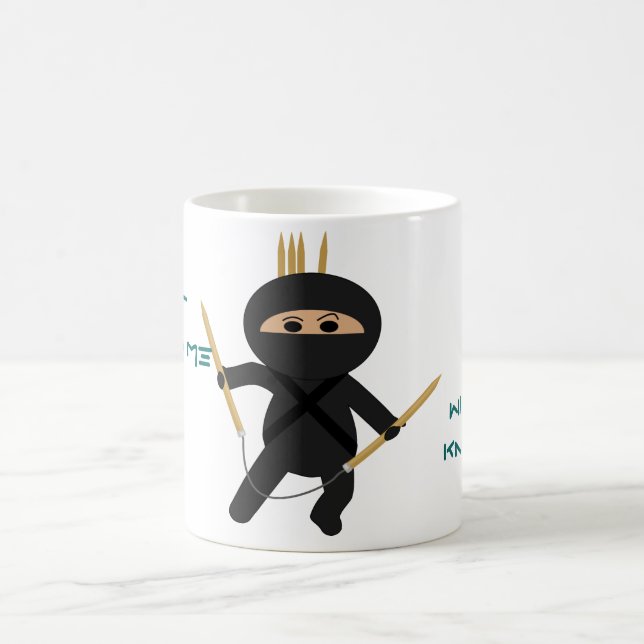 Ninja With Circular Knitting Needles Mug (Center)