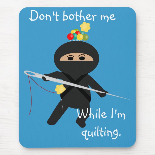 Ninja with Needle and Sewing Pins Mousepad (Front)
