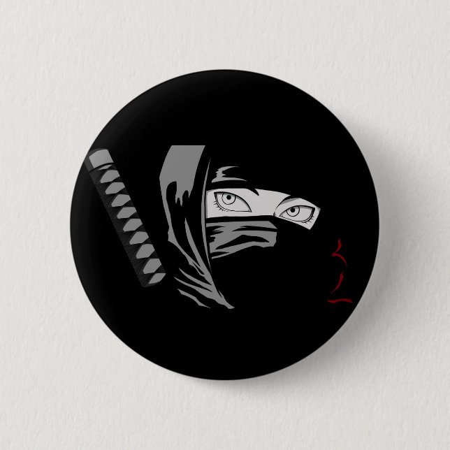 Ninja Woman Kunoichi 6 Cm Round Badge (Front)