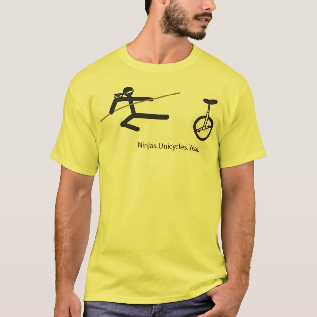 "Ninjas. Unicycles. Yeah." Shirt in Yellow (Front)