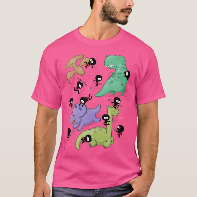 Ninjas Vs Dinosaurs T-Shirt (Front)