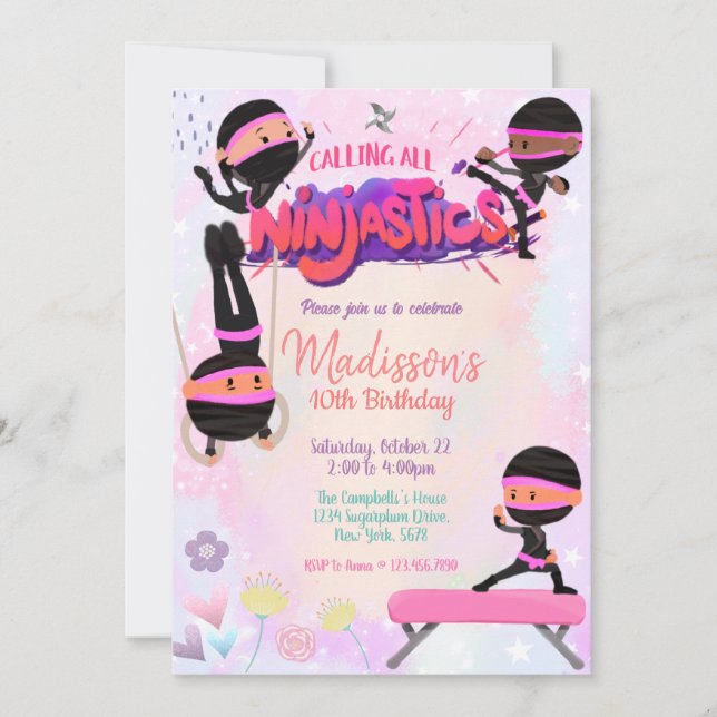 Ninjastic Birthday Invitation (Front)