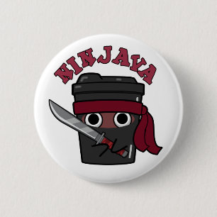 Ninjava Funny Ninja Java Coffee Pun  6 Cm Round Badge