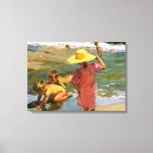 Ninos A La Orilla Del Mar by Joaquin Sorolla Canvas Print