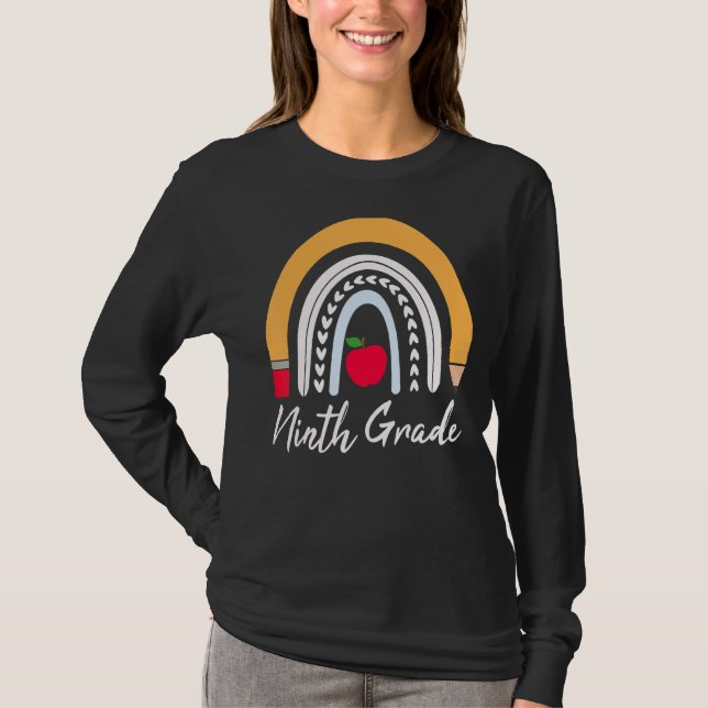 Ninth Grade Students Teacher Rainbow T-Shirt (Front)