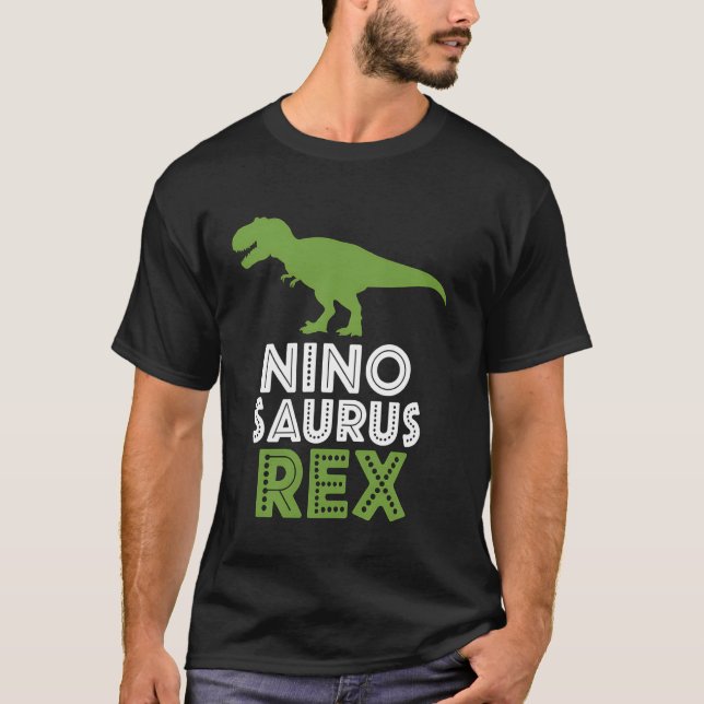 Nio Saurus Rex Funny Dinosaur  Boys T-Shirt (Front)