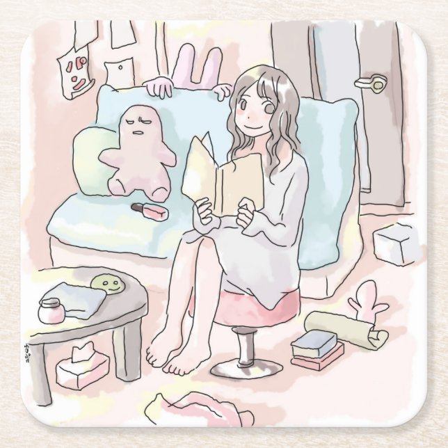 Nirakujiku Square Paper Coaster (Front)
