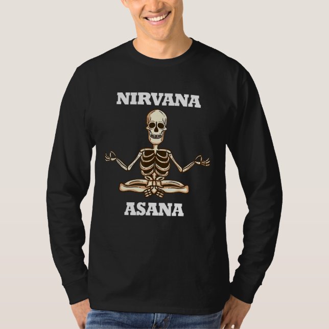 Nirvana Asana Skeleton Meditation Energy T-Shirt (Front)