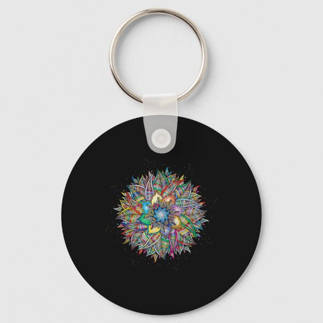 Nirvana Mandala Geometry Sacred Fractal Art Yoga M Key Ring (Front)
