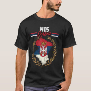 Nis Serbia Travel Serbian Flag Map Srbija T-Shirt