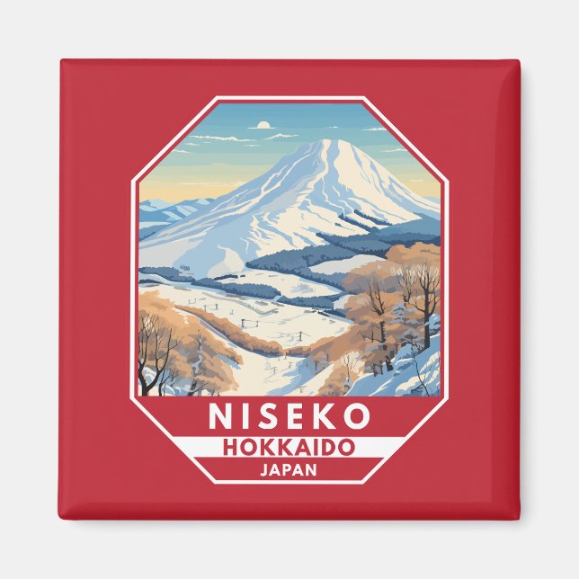 Niseko Hokkaido Japan Winter Travel Art Vintage Magnet (Front)