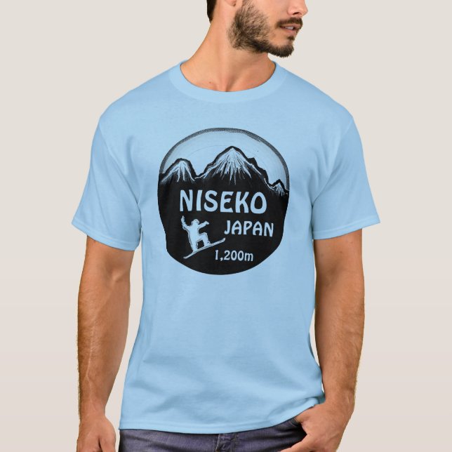 Niseko Japan blue snowboard art tee (Front)