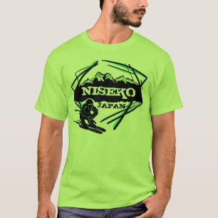 Niseko Japan green ski logo art guys tee
