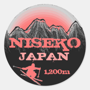 Niseko Japan pink ski art stickers