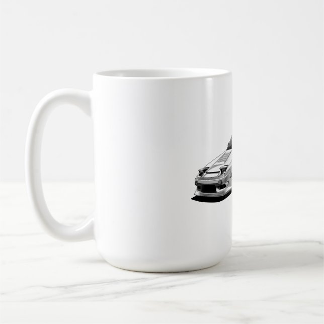 nissan 240sx hand drawn artwork  coffee mug (Left)