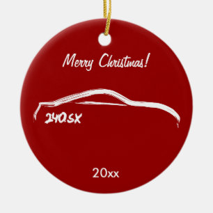 Nissan 240SX white silhouette Ceramic Tree Decoration