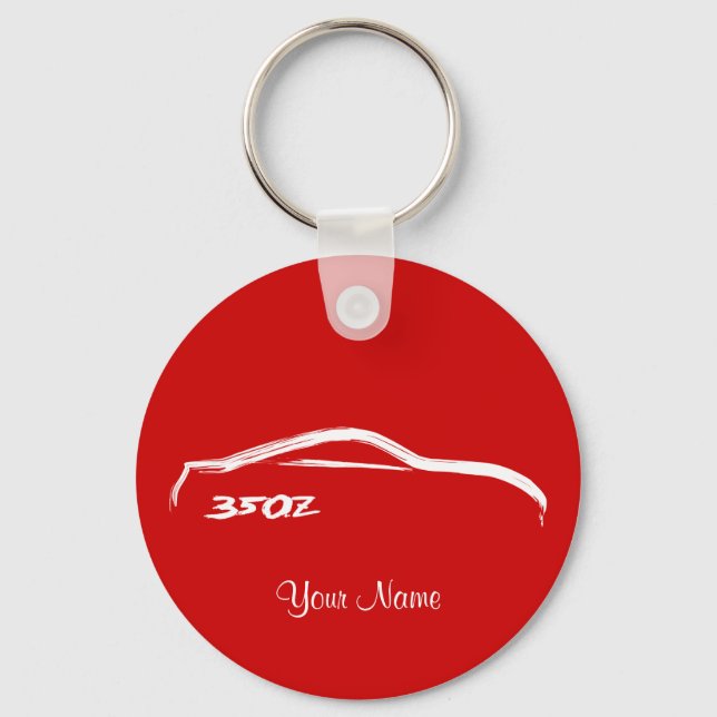 Nissan 350Z White Brush stroke Logo Key Ring (Front)